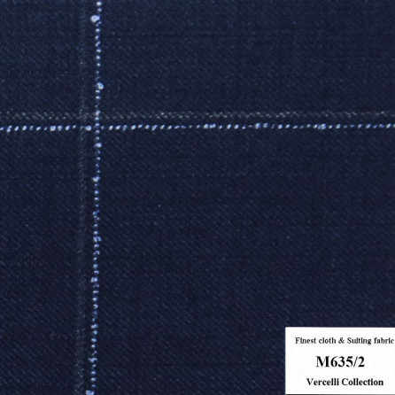 M635/2 Vercelli CXM - Vải Suit 95% Wool - Xanh Dương Caro